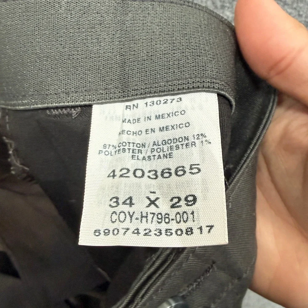Lee Relaxed Fit Pants Mens 34x29 Gray Custom Fit‎ Wrinkle Resistant Chino NEW
